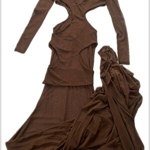 Elegant Brown Midi Dress